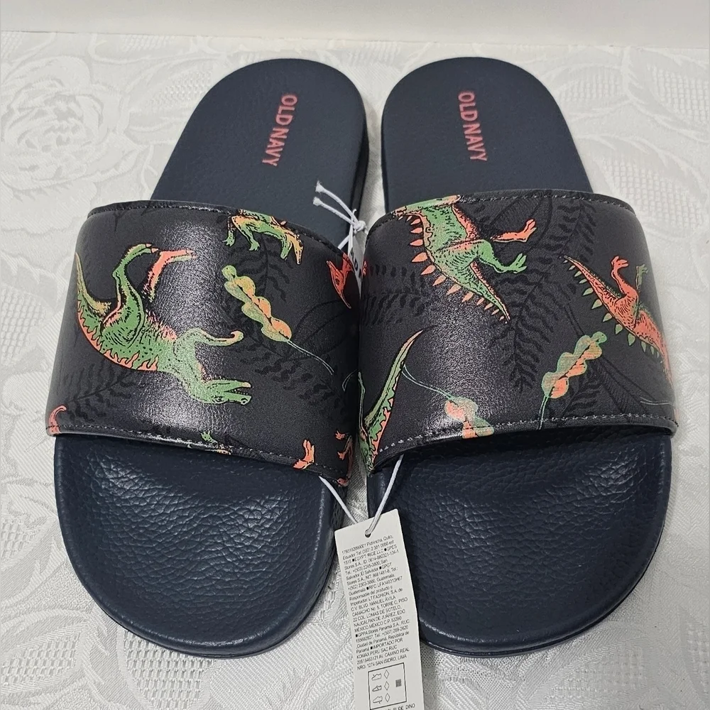Old Navy Dinosaur Printed Slide Sandals Boy 5Y-6Y